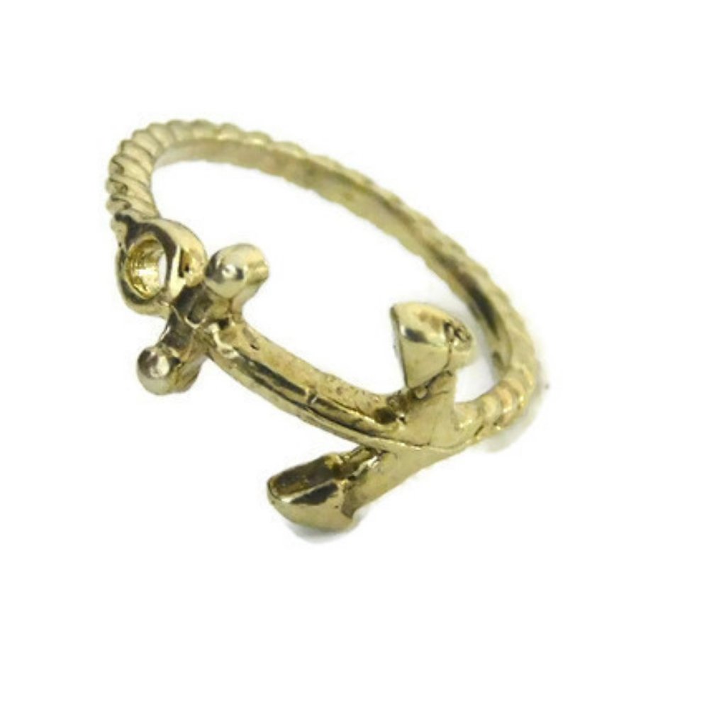 14k Solid Yellow Gold Anchor #5 Ring !! - image 2